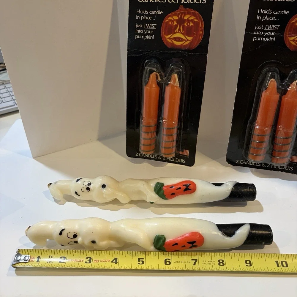 VTG Halloween Candles Ghost Black Cat Pumpkin Candle